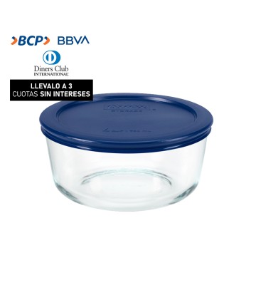 Set Bowl Redondo Pyrex 97500 con Tapa Plastica Azul