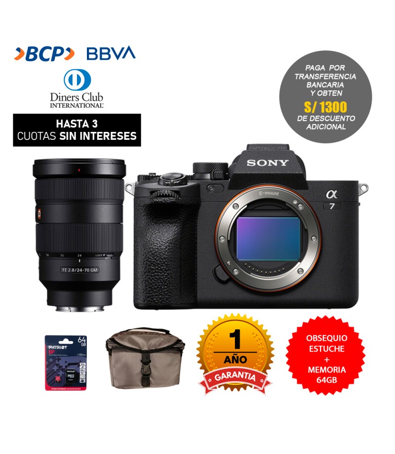 Camara Sony Alpha a7 IV + FE 24-70mm f/2.8 GM (Gratis: Estuche + Mem.64gb)