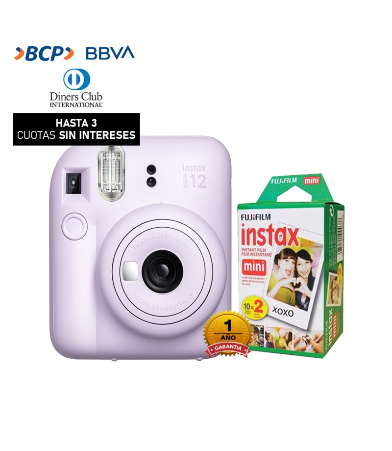 Camara Fujifilm Instax Mini 12 Lila +Pack de Pelicula x 20