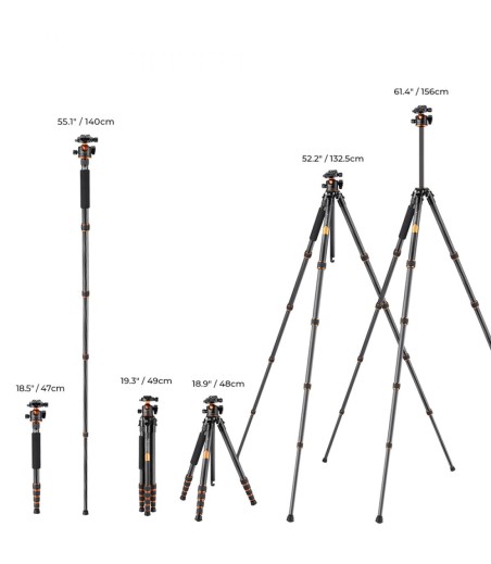 Tripode K&F Concept A255C2+BH-35L KF09.103V1 (Fibra de Carbono)