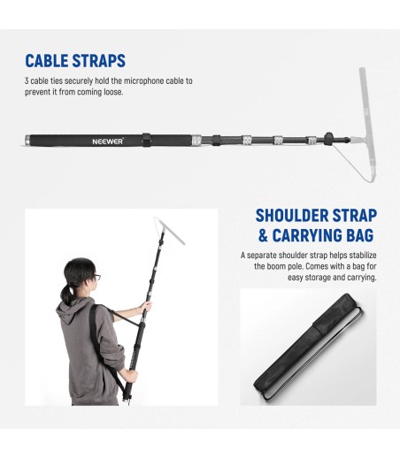 Extension Neewer (Boom Pole) para Microfonono MS-300C (Fibra de Carbono)