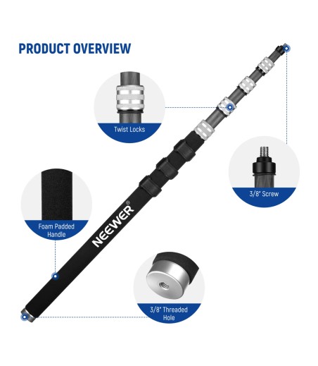 Extension Neewer (Boom Pole) para Microfonono MS-300C (Fibra de Carbono)