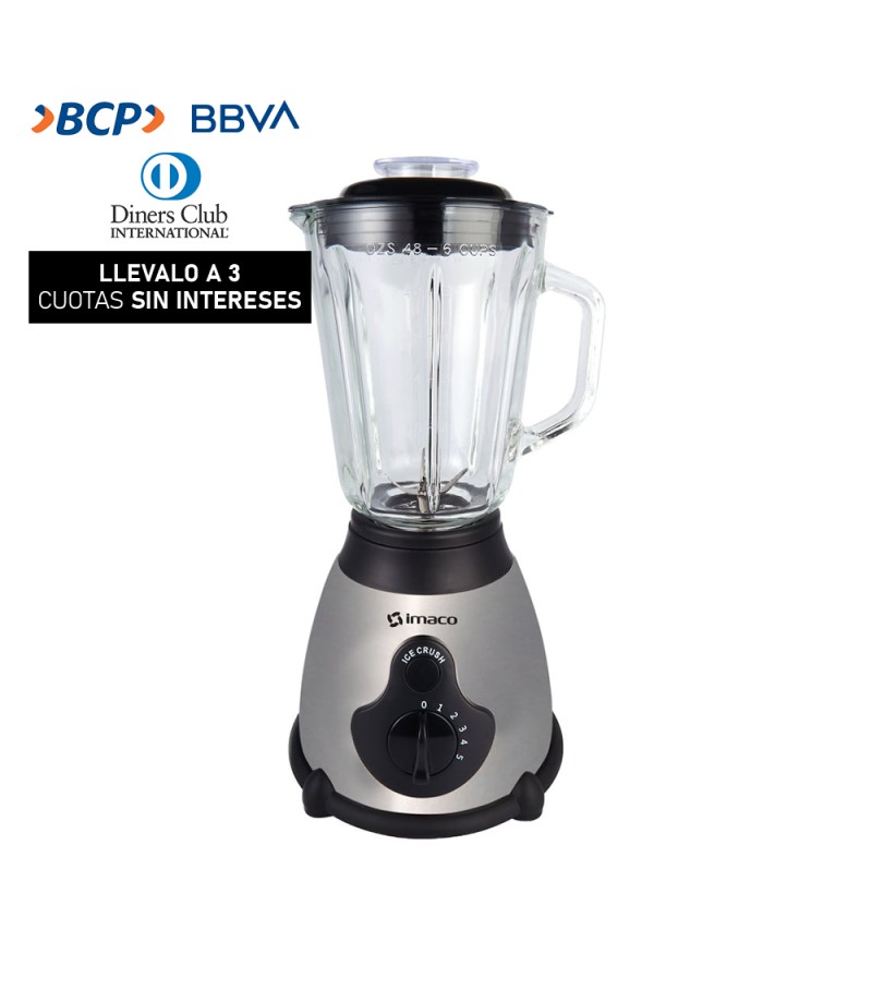 Licuadora IMACO 1.5Lt 450W Acero Inox VASO VIDRIO BLS509