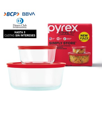 Set Pyrex 2 bowl Tapa Roja...