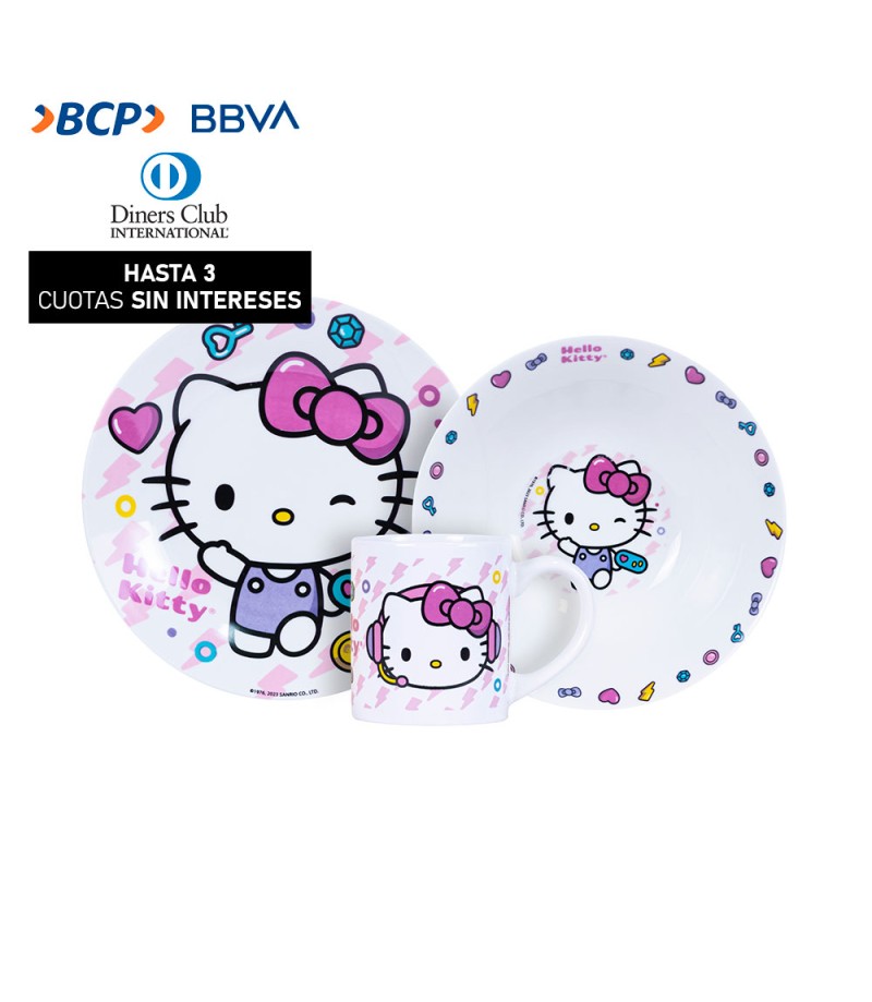 Vajilla infantil Ceramica 3Pz Hello Kitty Scool 703070