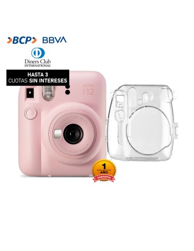 Camara Fujifilm Instax Mini 12 Rosa + Estuche Transparente