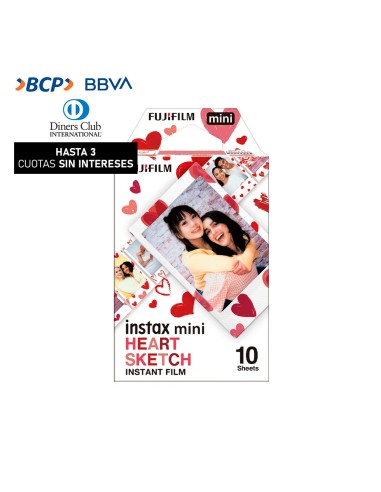 Pack de pelicula Fujifilm Instax Mini Heart Sketch x 10