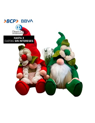 Pareja de Gnomos Muñecos de Navidad Barba y Trenza