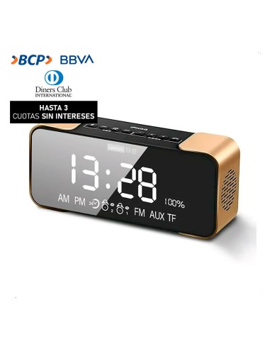 Parlante Reloj despertador Lenovo Radio Bluethoot L022 Dorado