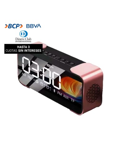 Parlante Reloj despertador Lenovo Radio Bluethoot L022 Rosa