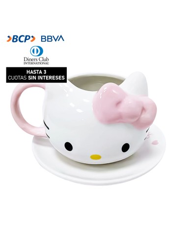 Taza Infantil Hello Kitty 3d Scool Ceramica Rosa - 704164