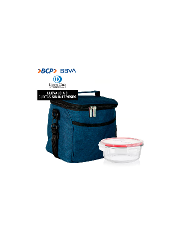 Lonchera Pyrex ejecutivo Azul termica + taper 400 ml -300301