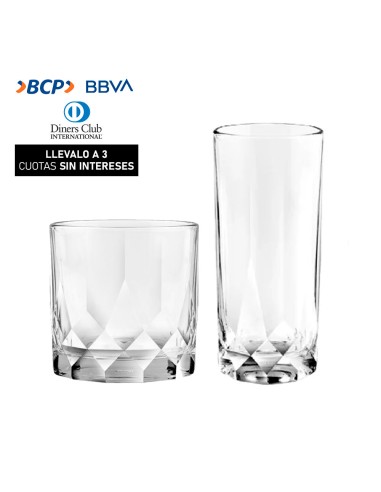 Set Vasos Ferrand X 12 Pzas Long Drink y Rock Connexion
