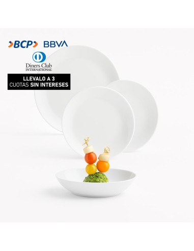 Vajilla Luminarc Blanco Diwali x16 Pza 10383 P4036