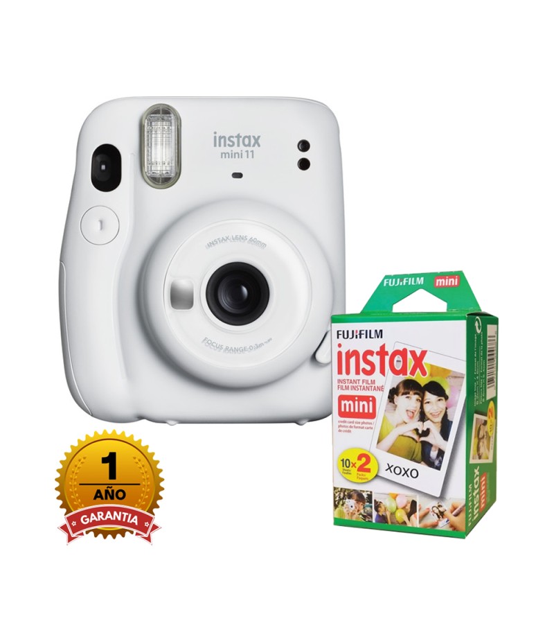 Camara Fujifilm Instax Mini11 Blanco Humo + Pack de Peliculas x20